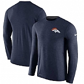 Men's Denver Broncos Nike Navy Coaches Long Sleeve Performance T-Shirt,baseball caps,new era cap wholesale,wholesale hats